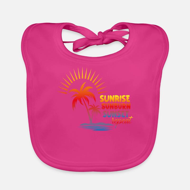 Lever du soleil, coup de soleil, coucher de soleil, répéter, vacances, été, Bavoir bio Bébé