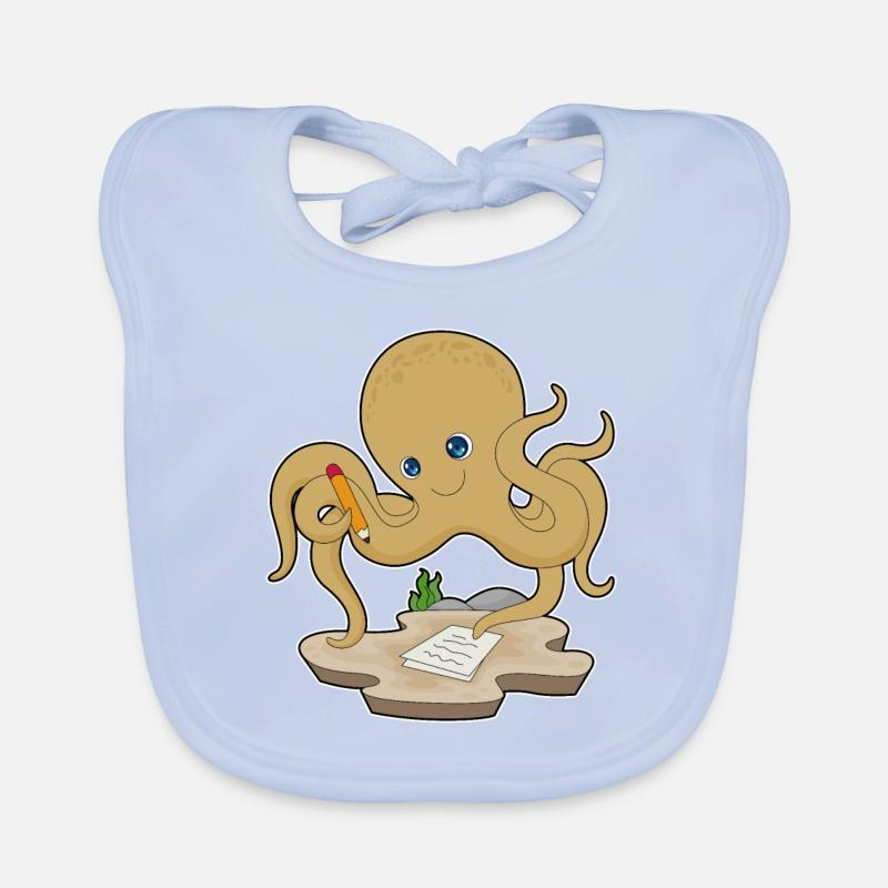 Papier crayon d’étudiant Octopus Bavoir bio Bébé