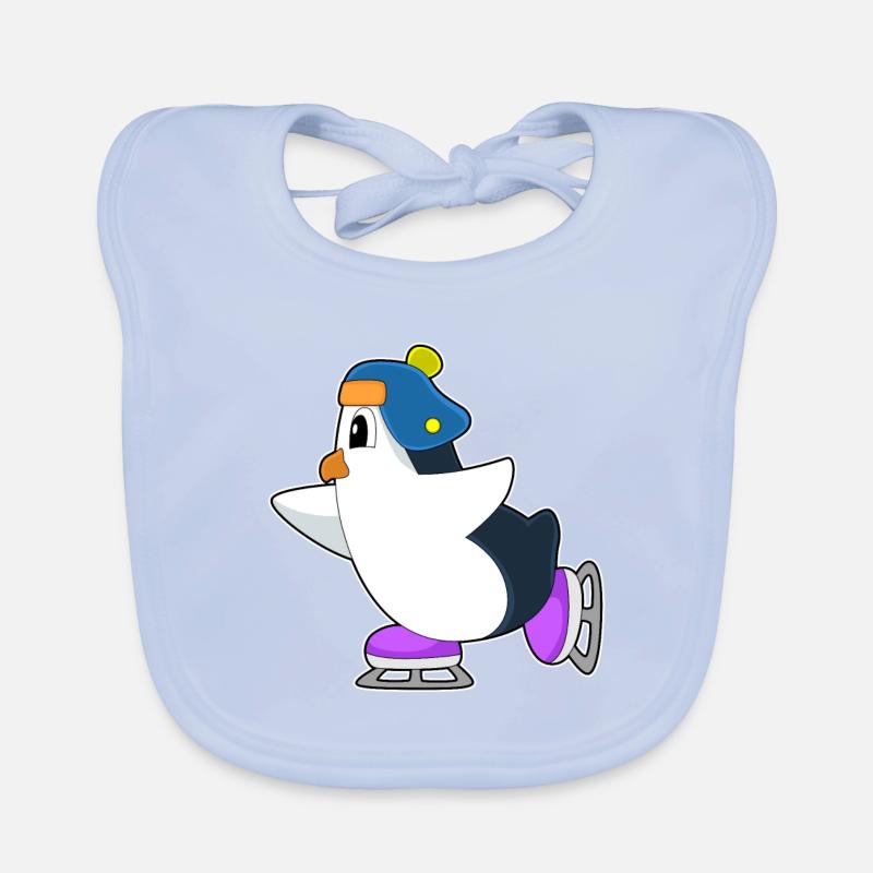 Pinguin Eislaufen Schlittschuhe Baby Bio-Lätzchen