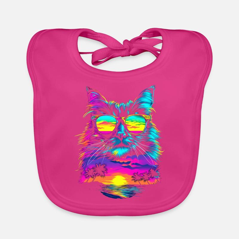 Lunettes de soleil chat birman plage coucher de soleil butt Bavoir bio Bébé