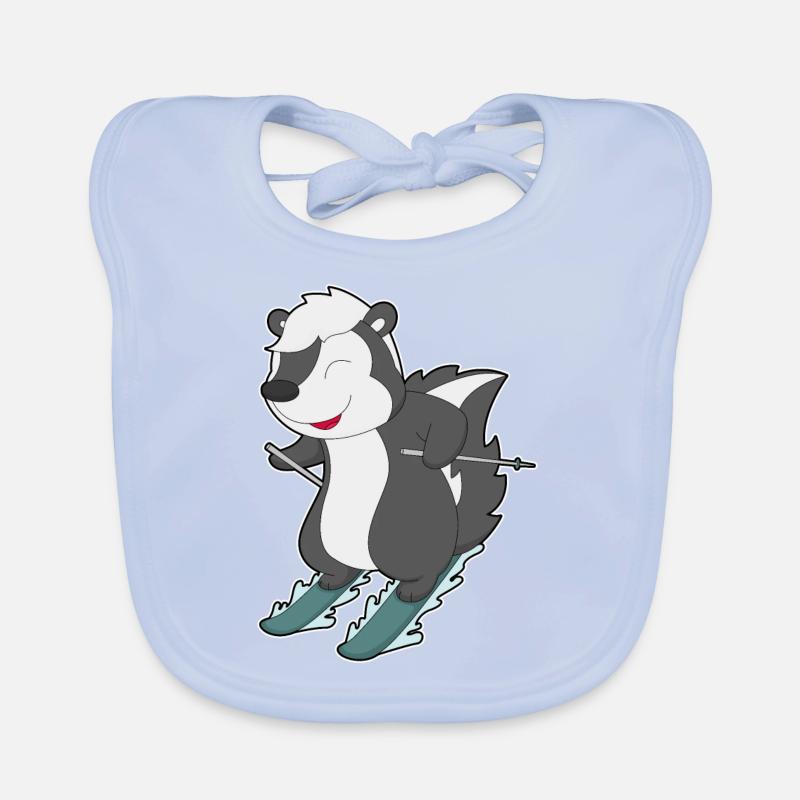 Skunk Skier Ski Organic Baby Bibs
