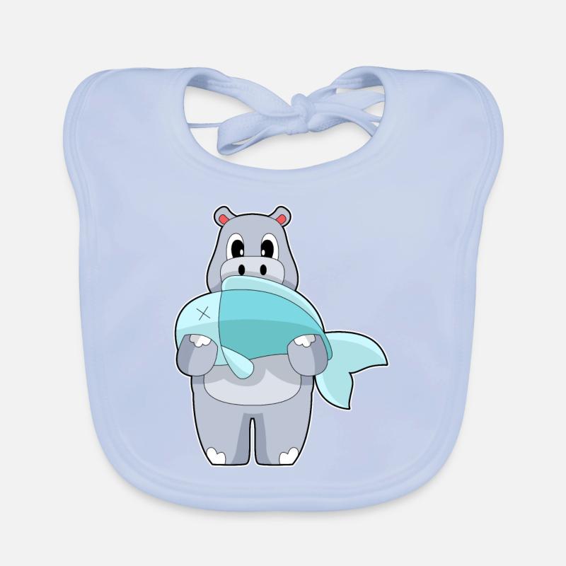 Hippopotame Pêche à la baudroie Bavoir bio Bébé