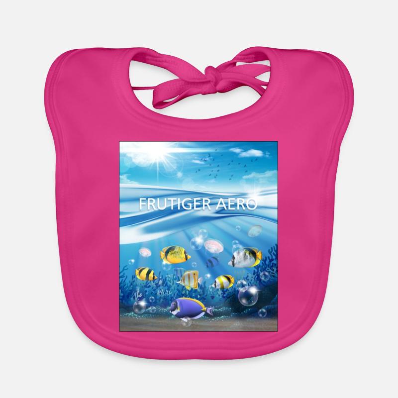 Frutiger Aero Aesthetic Tech Ocean Underwater Fish Organic Baby Bibs