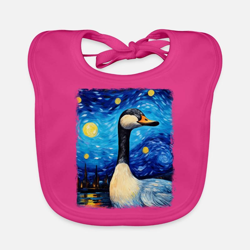 Goose Goose Duck Starry Night Painting Organic Baby Bibs
