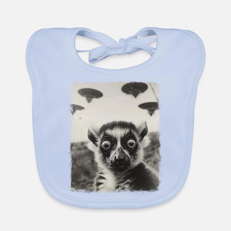 Lemur Ringtail UFO Alien Alien Selfie Organic Baby Bibs