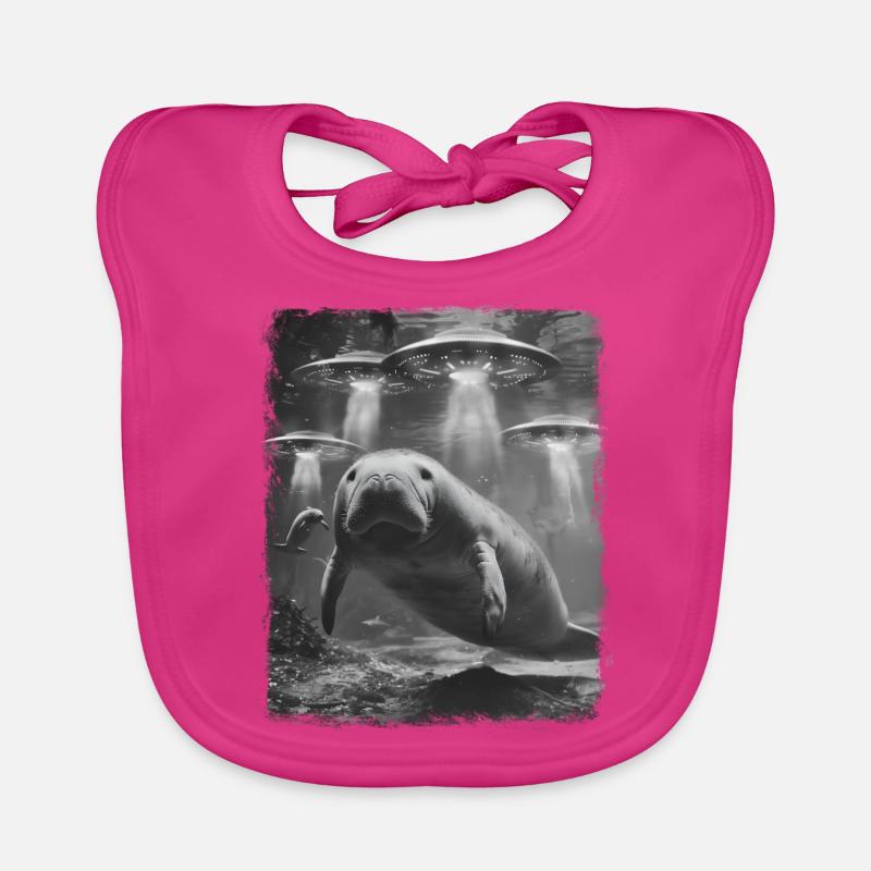 Manatee Floaty Potato UFO Alien Alien S Organic Baby Bibs