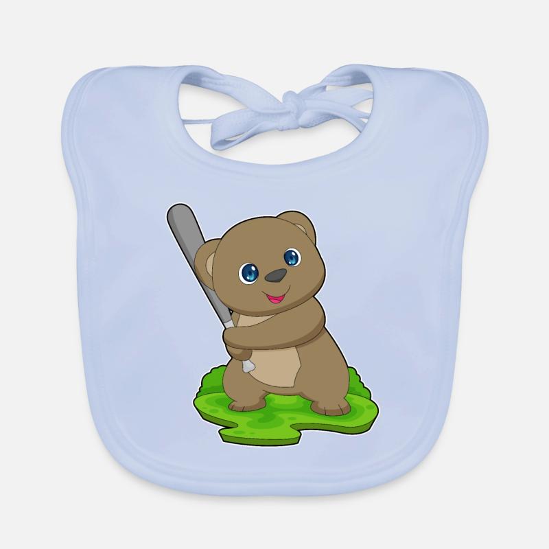 Bär Baseball Baseballschläger Baby Bio-Lätzchen