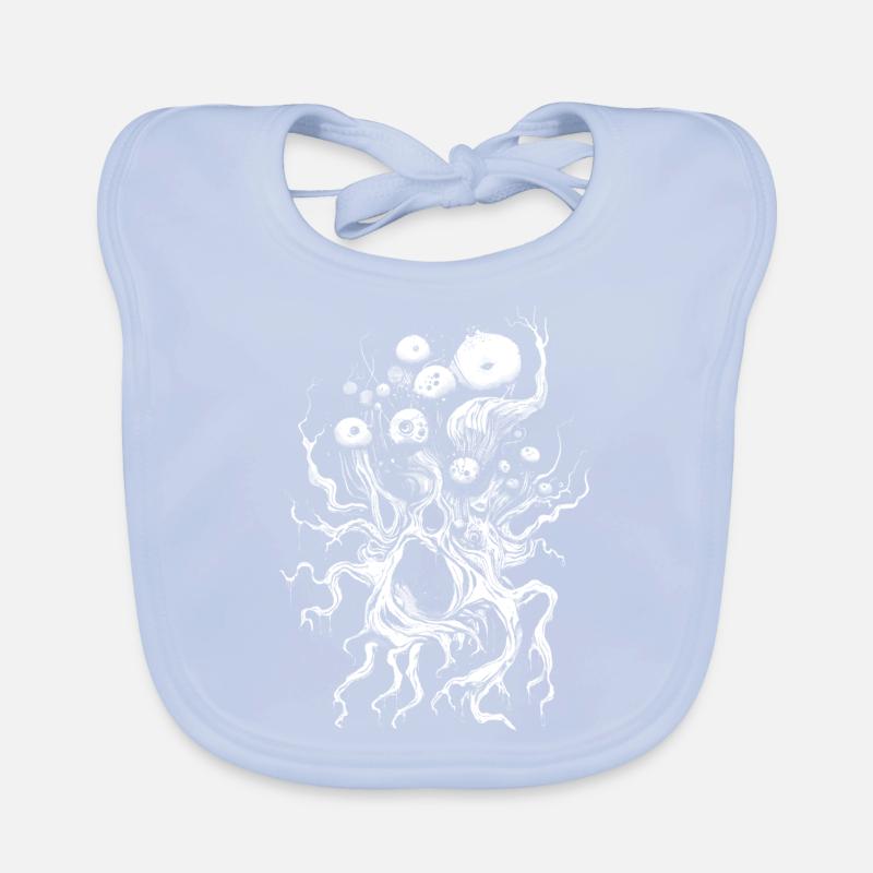 Weirdcore Aesthetics White Branches Eyes Dreamcore Green Organic Baby Bibs