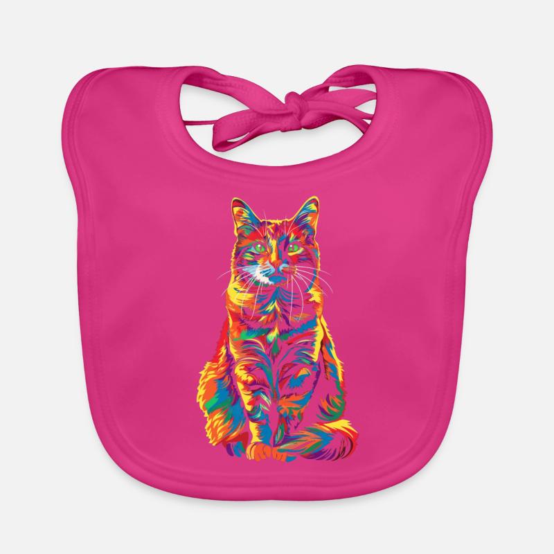 Orange Cat Tabby Cat Popart Organic Baby Bibs