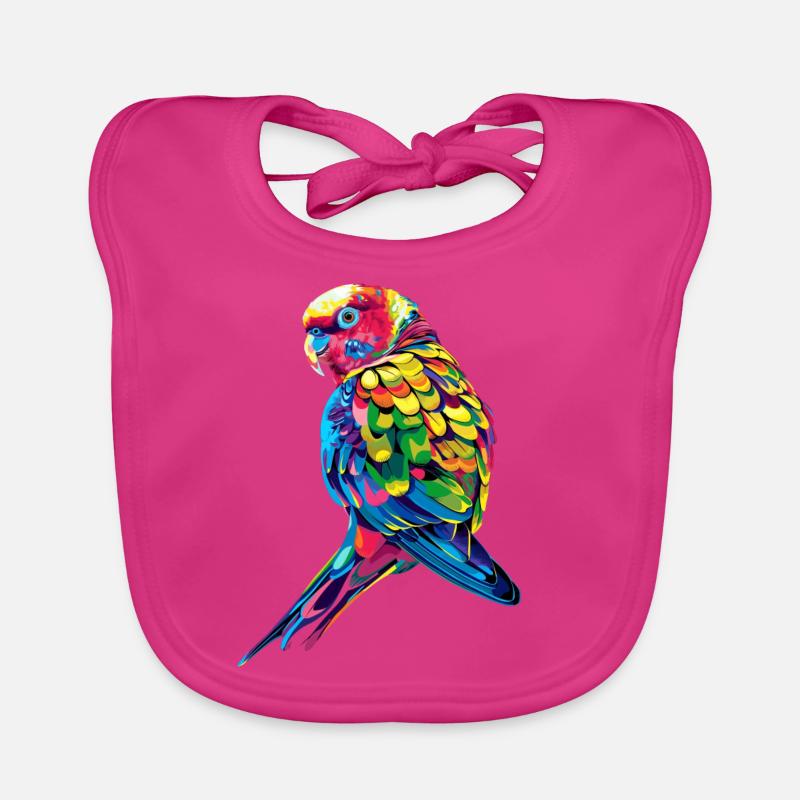 Perruche, Perruche, Perruche, Perroquet, Popart Bavoir bio Bébé