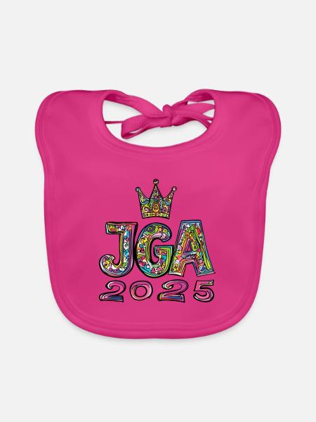Jga 2025 Enterrement de vie de garçon - Bavoir bio Bébé - fuchsia - Devant