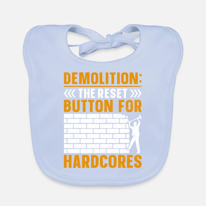 Funny House Demolition Day Bouton de réinitialisation de la démolition Bavoir bio Bébé