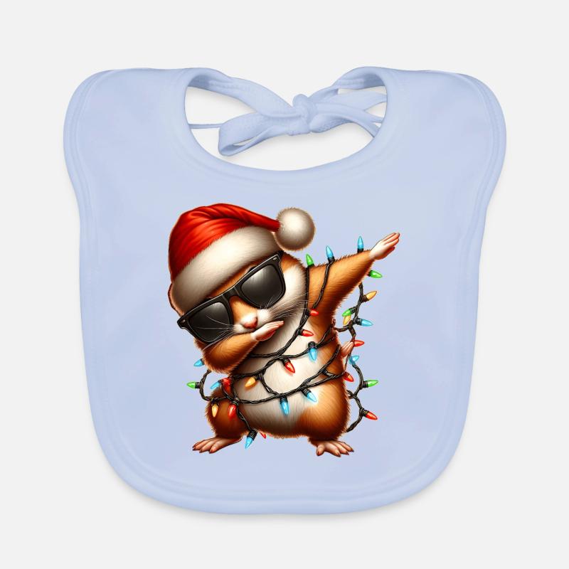 Polka Dot Hamster Hammy Sunglasses Cute White Organic Baby Bibs