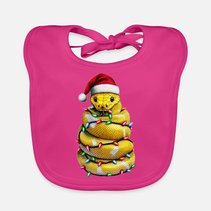 Kugelpython Schlange Weihnachtsmütze Xmas Baby Bio-Lätzchen