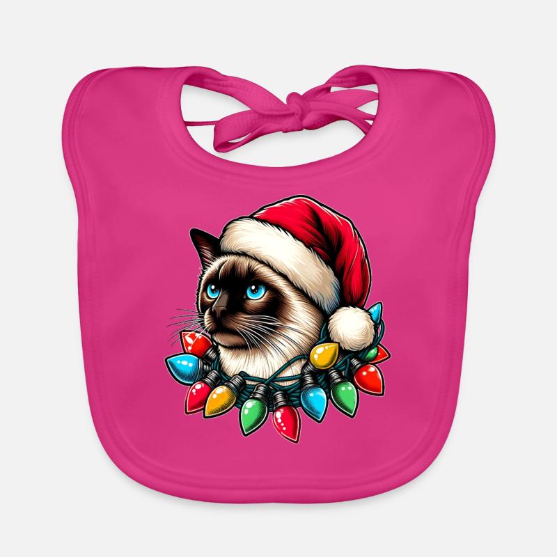 Siamese Cat Christmas Hat Xmas Organic Baby Bibs