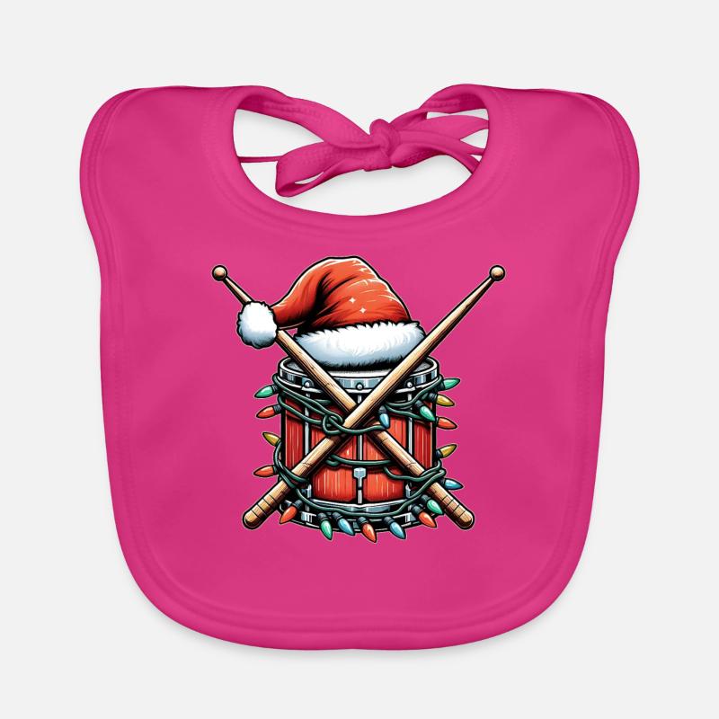 Drummer Drum Christmas Hat Xmas Organic Baby Bibs