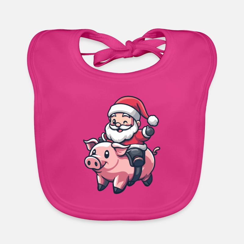 Cochon Père Noël Bavoir bio Bébé