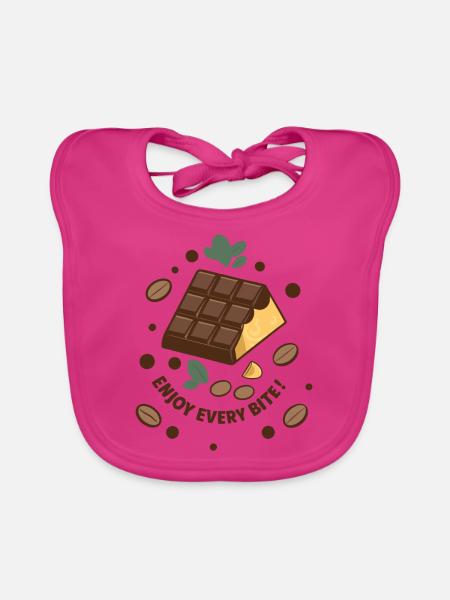 CHOCOLATE BARS - Organic Baby Bibs - fuchsia - Front