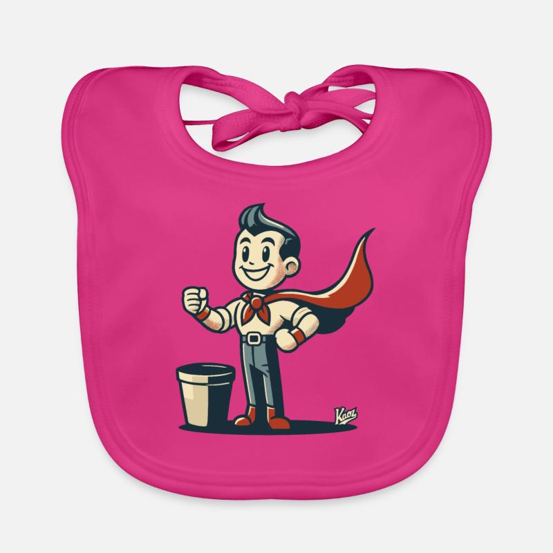 -Retro-Papierkorb-Normalo-Superheld mit Umhang Baby Bio-Lätzchen