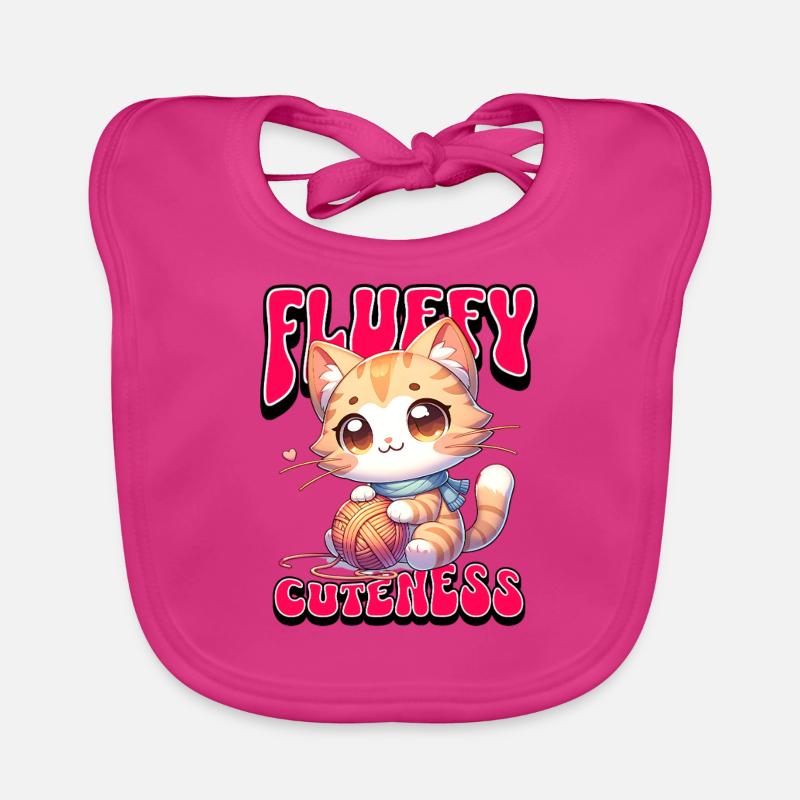 Mignon moelleux - Conception de chat mignon - Bavoir bio Bébé - fuchsia