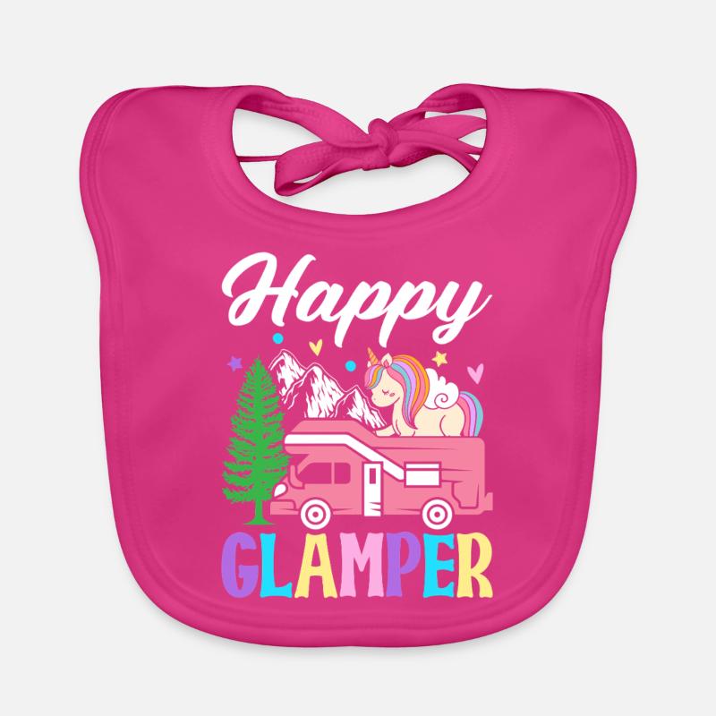 Happy Glamper Glamping Camper Graphic Design for Organic Baby Bibs