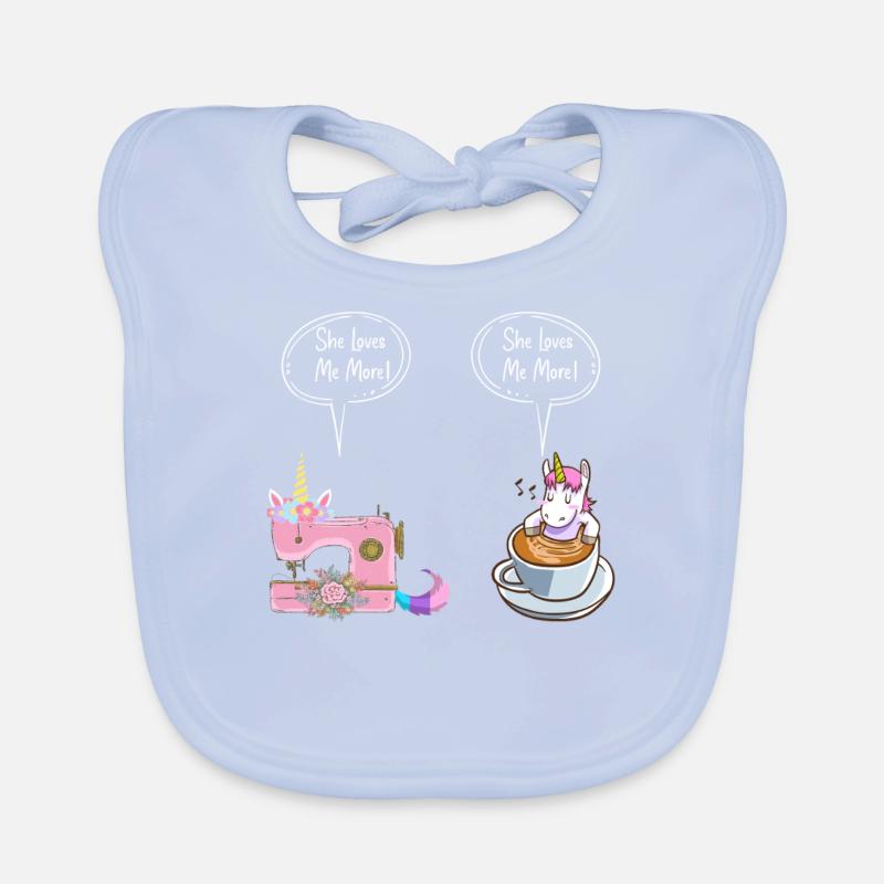 Sewing Machine Sew Lovers Coffee Lover She Loves Me Organic Baby Bibs