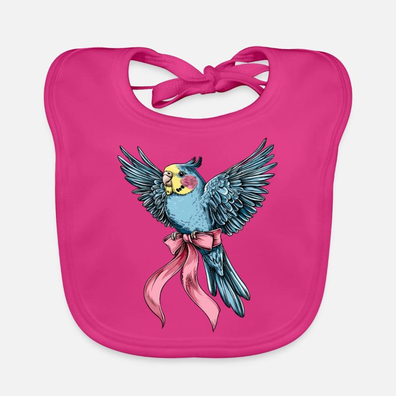 Coquette Bow Budgie Parakeet Parrot Organic Baby Bibs