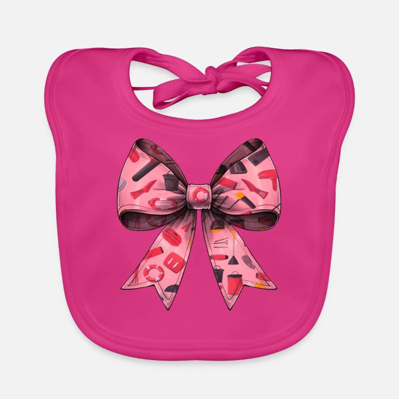 Coquette Bow Lifeguard Pool Guard Pink Organic Baby Bibs