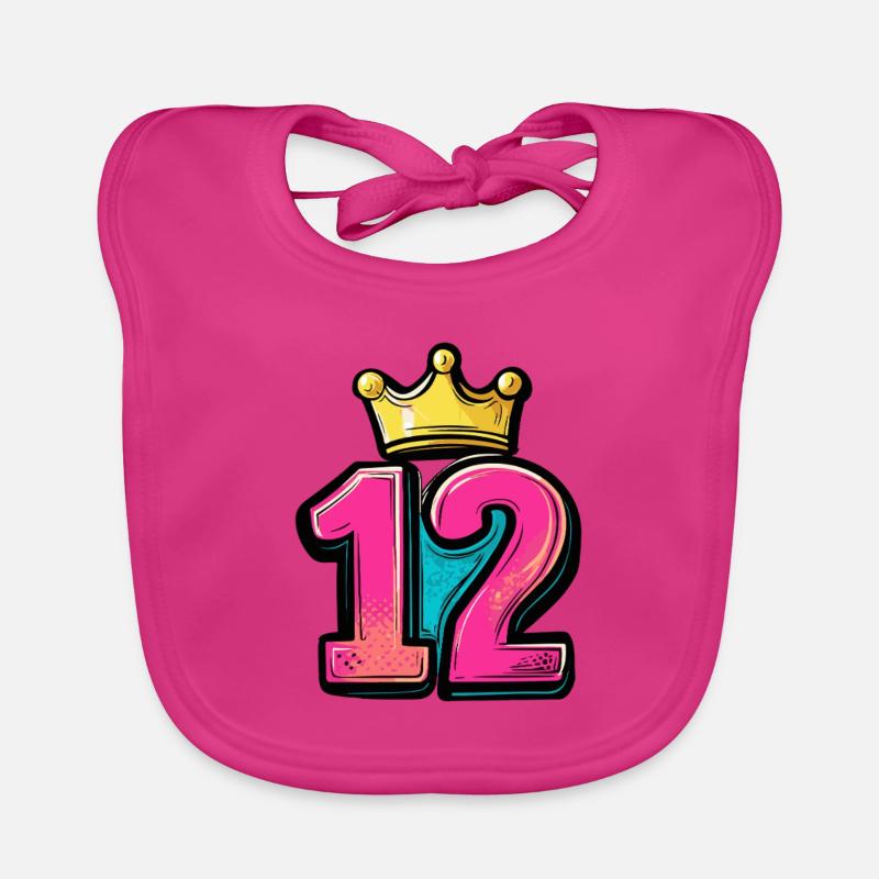 12 Number Crown Organic Baby Bibs