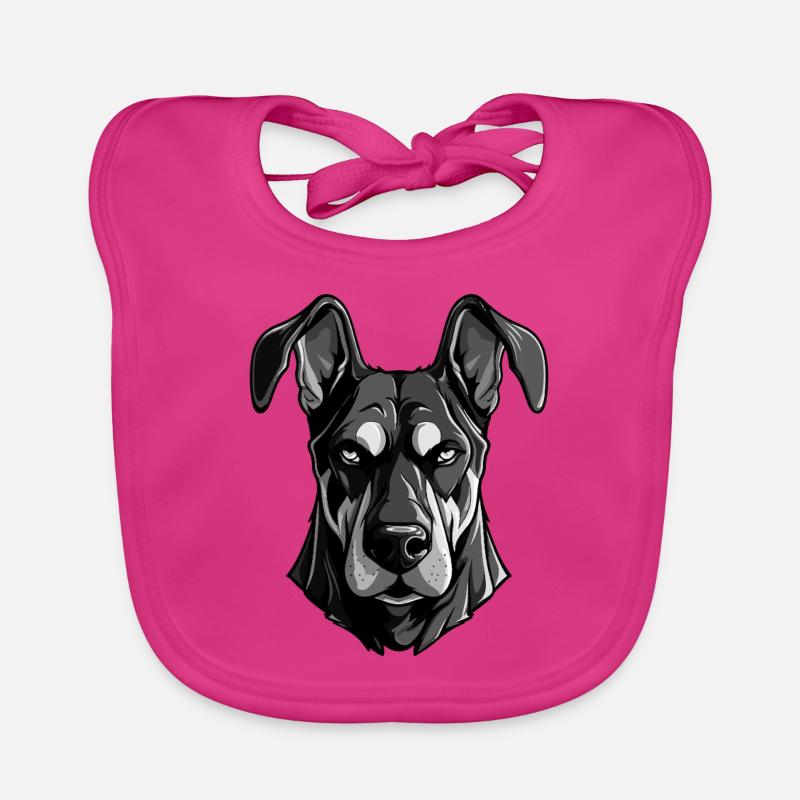 Doberman Dog Head Organic Baby Bibs
