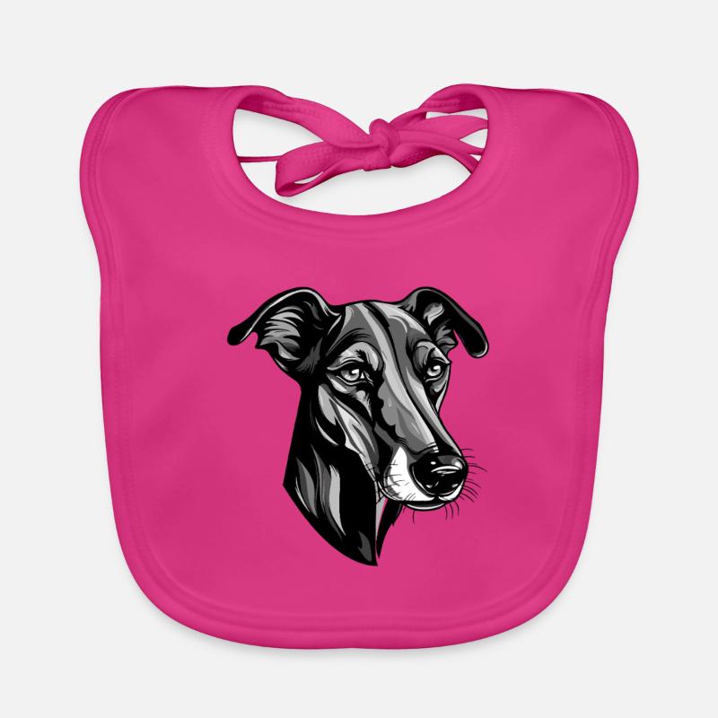 Greyhound Dog Head Organic Baby Bibs