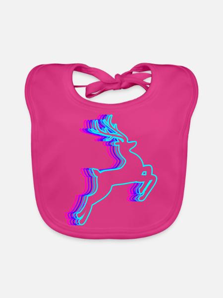 Retro Reindeer Christmas Santa Claus Vaporwave - Organic Baby Bibs - fuchsia - Front
