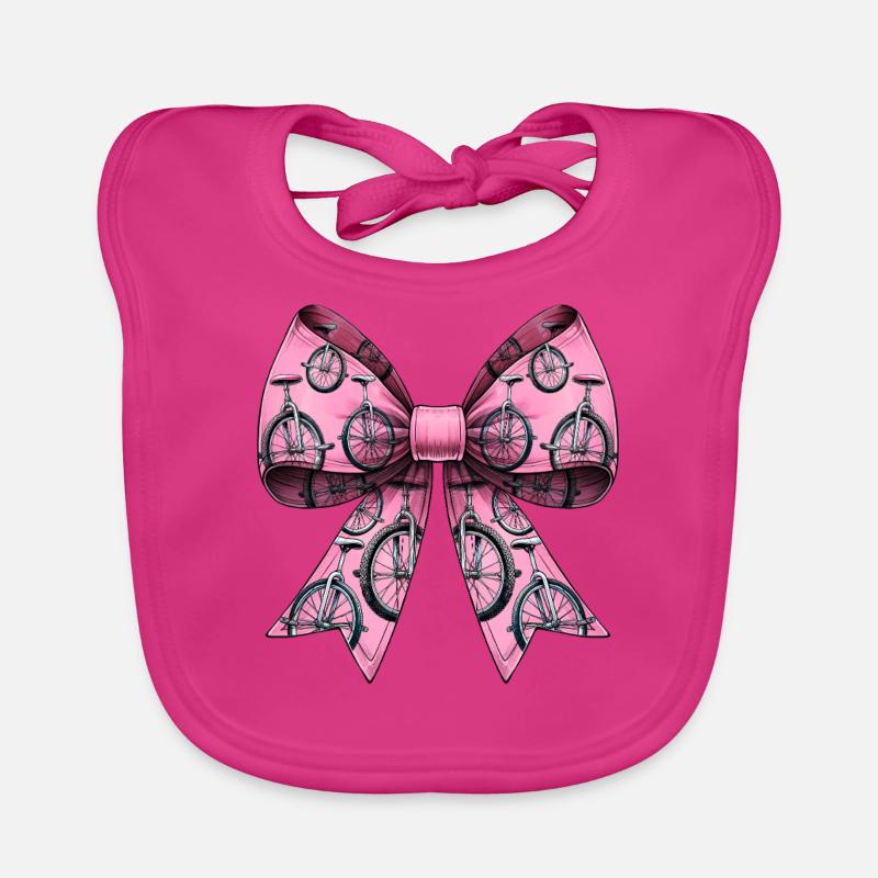 Coquette Bow Unicycling Unicycle Pattern Pink Organic Baby Bibs