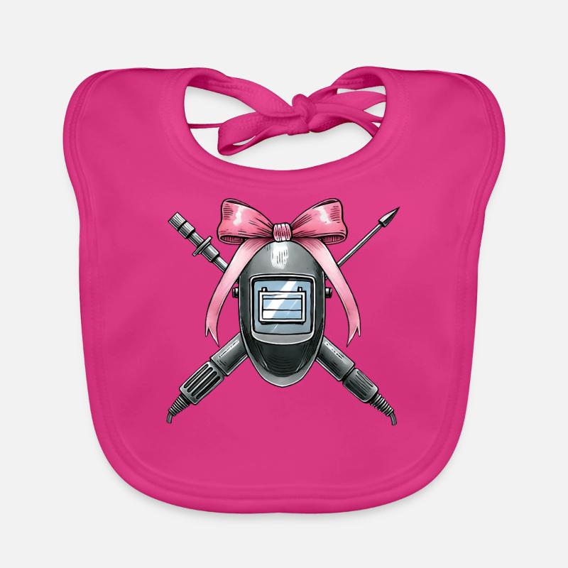 Coquette Bow Welding Welder Weld Pink Organic Baby Bibs