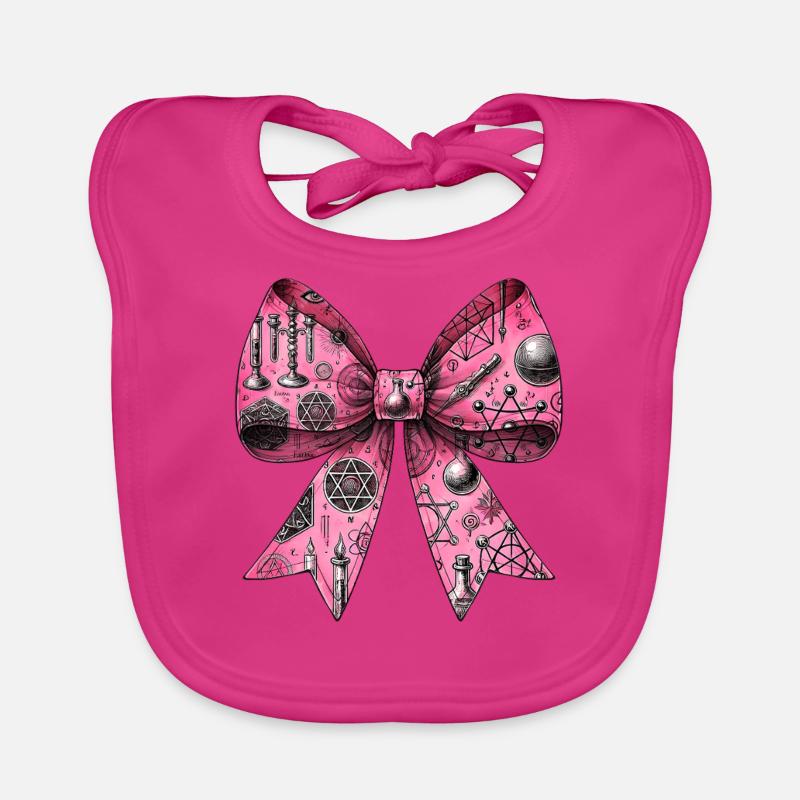 Coquette Bow Alchemy Symbol Pattern Pink Organic Baby Bibs
