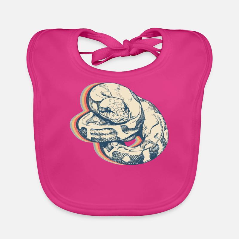 Ball Python Snake Retro Line Art Organic Baby Bibs