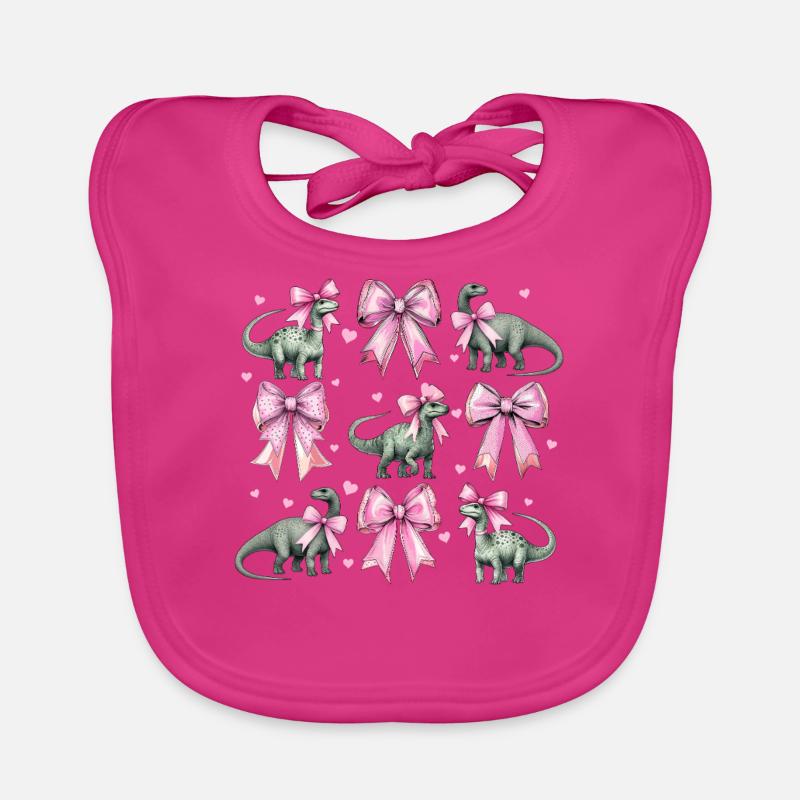 Coquette Bogen Brontosaurus Dinosaurier Mädchen Baby Bio-Lätzchen