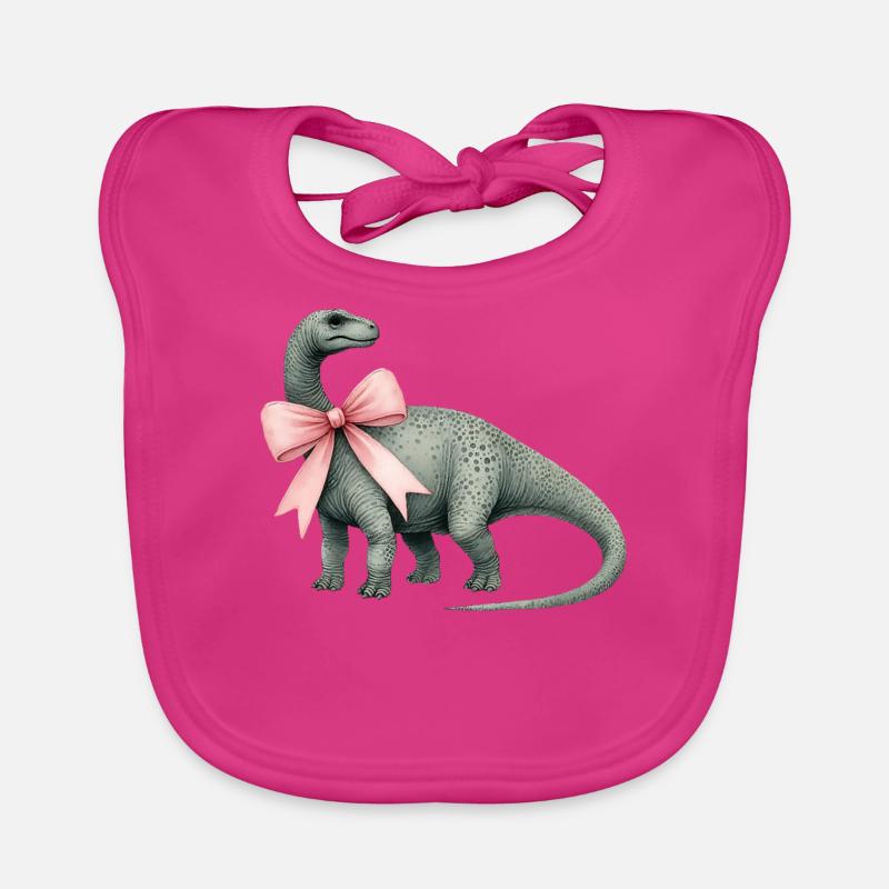 Coquette Bogen Brontosaurus Dinosaurier Mädchen Baby Bio-Lätzchen