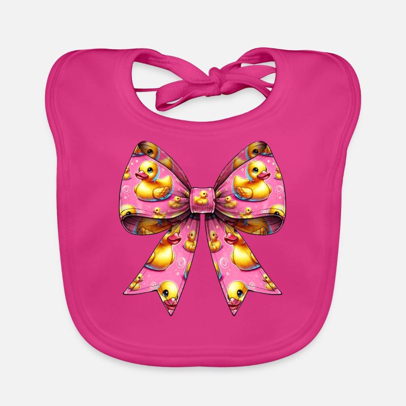 Coquette Bow Rubber Ducky Pattern Mom Organic Baby Bibs