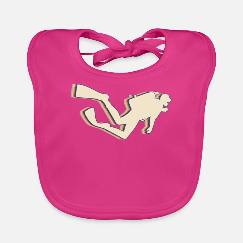 Diving Diver Retro Line Art Organic Baby Bibs