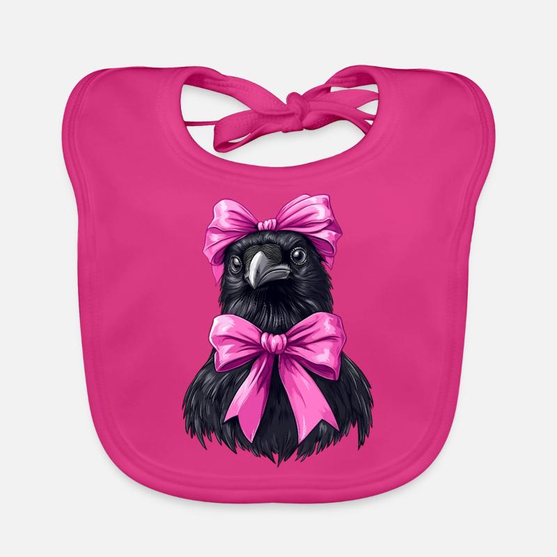 Coquette Bogen Rabe Krähe Vogel Mädchen Mama rosa Baby Bio-Lätzchen