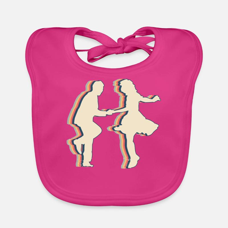 Swing Dance Float Swimming Retro Line Art Organic Baby Bibs