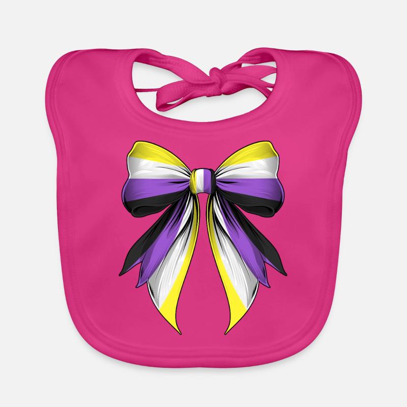 Coquette Bogen Non Binary Stolz Flagge LGBTQ Baby Bio-Lätzchen