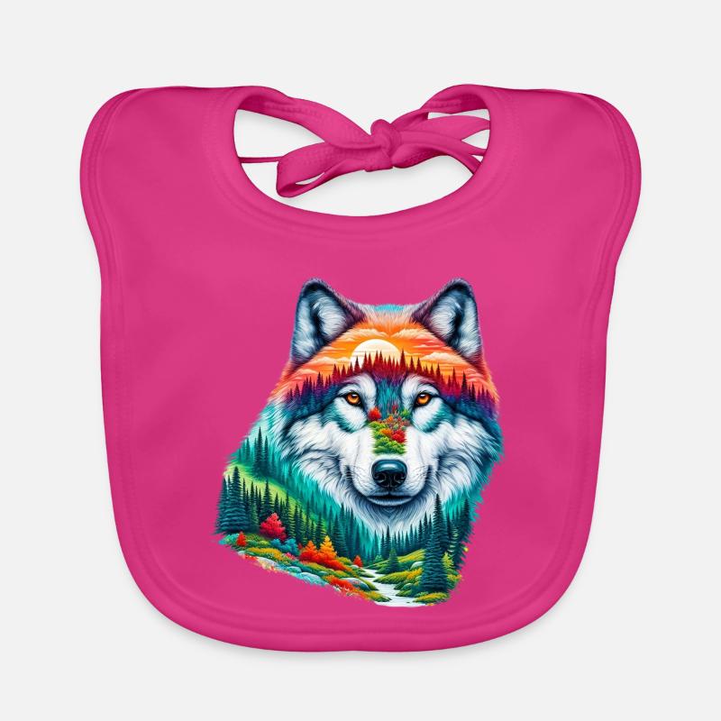 Wolf - Baby Bio-Lätzchen - Fuchsia