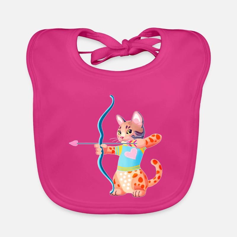 Blue Heart Archer Cat Organic Baby Bibs