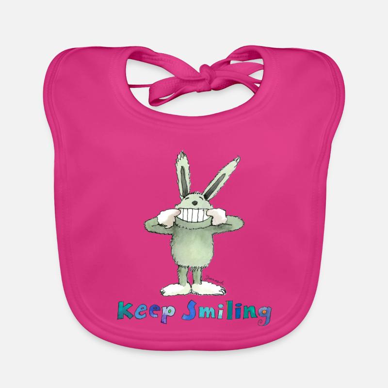 Janosch Spruch Keep Smiling Mit Hase Baldrian  Baby Bio-Lätzchen