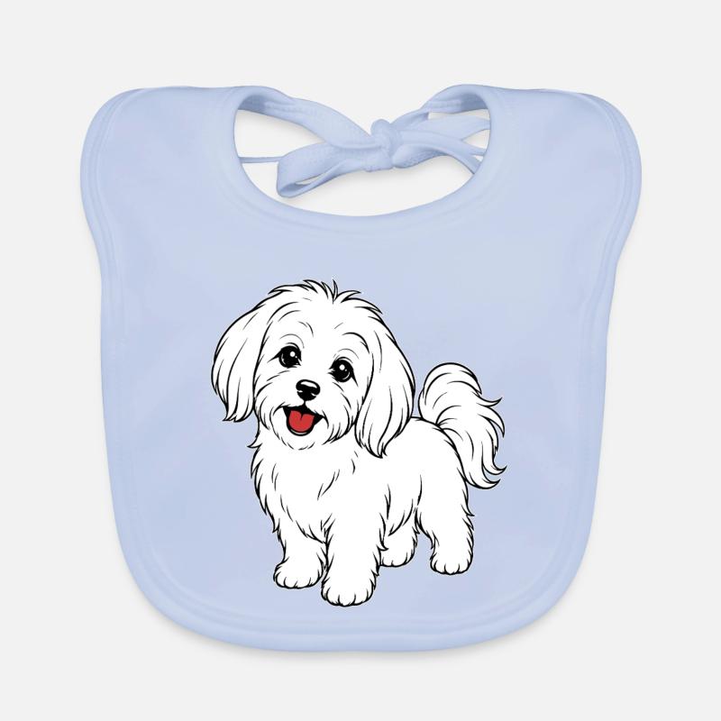 Maltese dog white Organic Baby Bibs