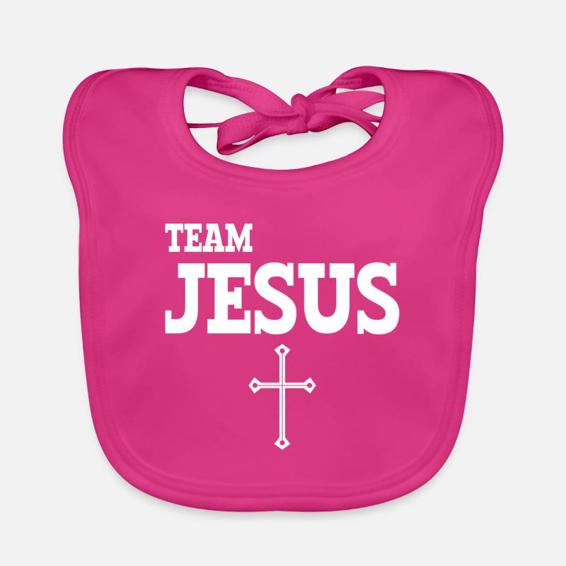 Équipe Jésus - Croix - Bavoir bio Bébé - fuchsia