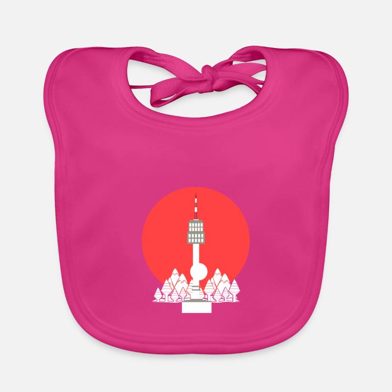 Design vintage traditionnel en Corée - Bavoir bio Bébé - fuchsia