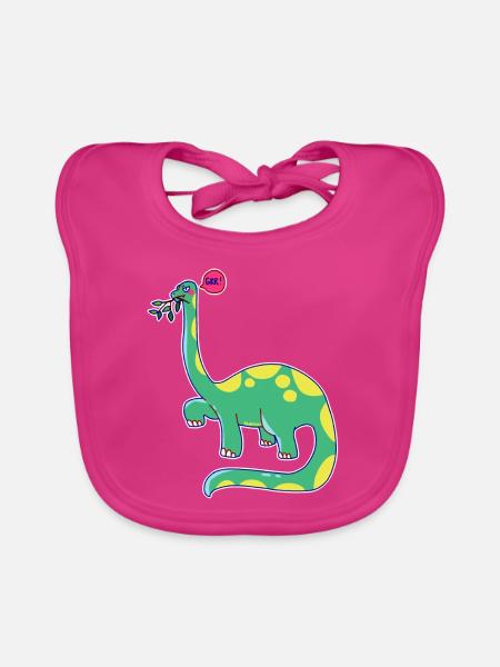 Dinosaurier hat schlechte Laune - Baby Bio-Lätzchen - Fuchsia - Vorne